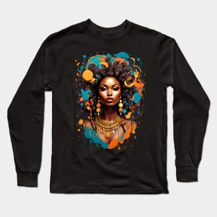 Black Woman Modern Hip Hop Afro fashionable design Long Sleeve T-Shirt